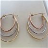 Image 3 : 14K Tri-gold (yellow, white and rose gold) earrings.  Marked 14K on post.  Very nice!