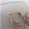 Image 4 : 14K Tri-gold (yellow, white and rose gold) earrings.  Marked 14K on post.  Very nice!