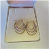 Image 5 : 14K Tri-gold (yellow, white and rose gold) earrings.  Marked 14K on post.  Very nice!