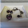 Image 1 : 925 Silver set with purple stones - see description and photos