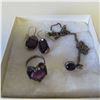 Image 3 : 925 Silver set with purple stones - see description and photos