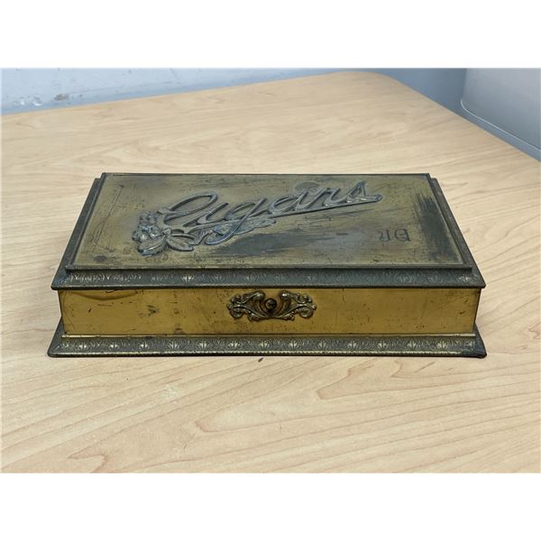 Antique Brass Cigar Humidor 10.25 x 6.25 & 2.25"T