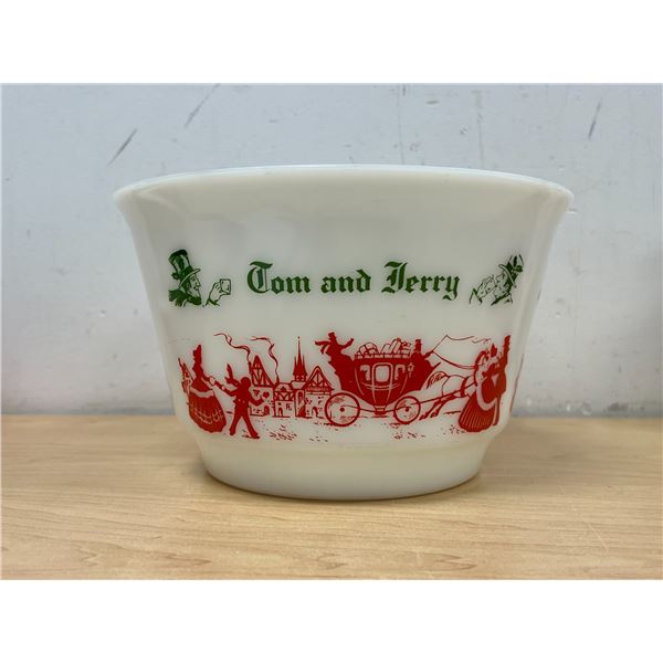 Vintage Hazel Atlas Milk Glass Tom and Jerry Punch Bowl / Fruit Bowl 9.5"W 5.75"T