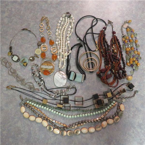 Chunky necklace lot.  Contains 11 necklaces.  Several are marked with makers/artists.  Great lot!