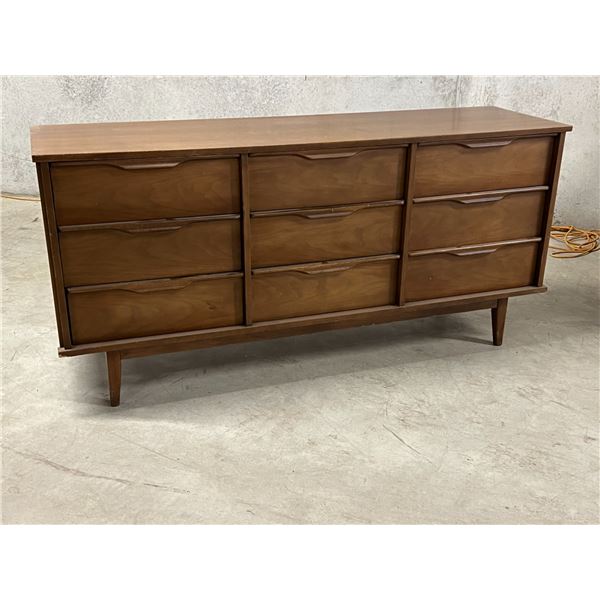 Mid Century 9 Drawer Lowboy Dresser - Approx: 64.5 x 18 & 30.5"T