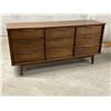 Image 1 : Mid Century 9 Drawer Lowboy Dresser - Approx: 64.5 x 18 & 30.5"T