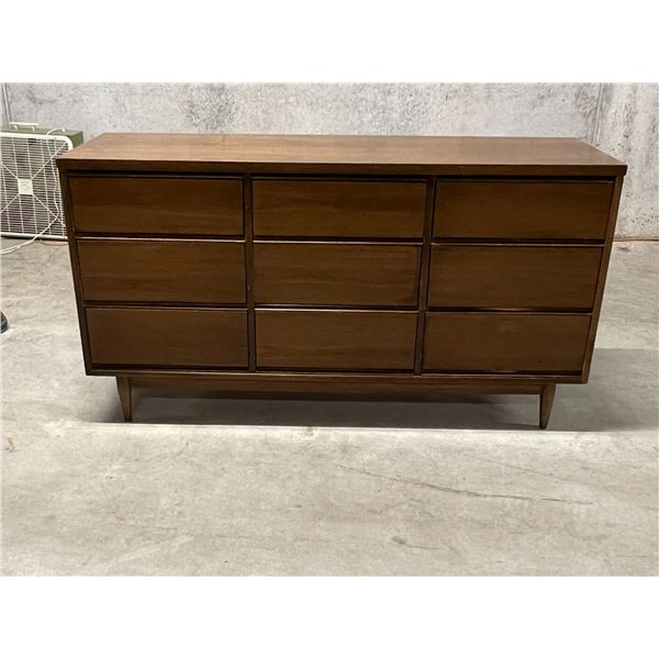 Mid Century 9 Drawer Lowboy Dresser - Approx: 58.25 x 18 & 31.25"T