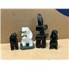 Image 1 : 4 Mini (Alaskan Jade / Soapstone?) Inuit Carvings - tallest 4"