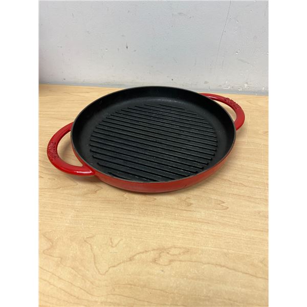 Red Staub Cast Iron Enameled Skillet 10.5" - shows some use, see all photos
