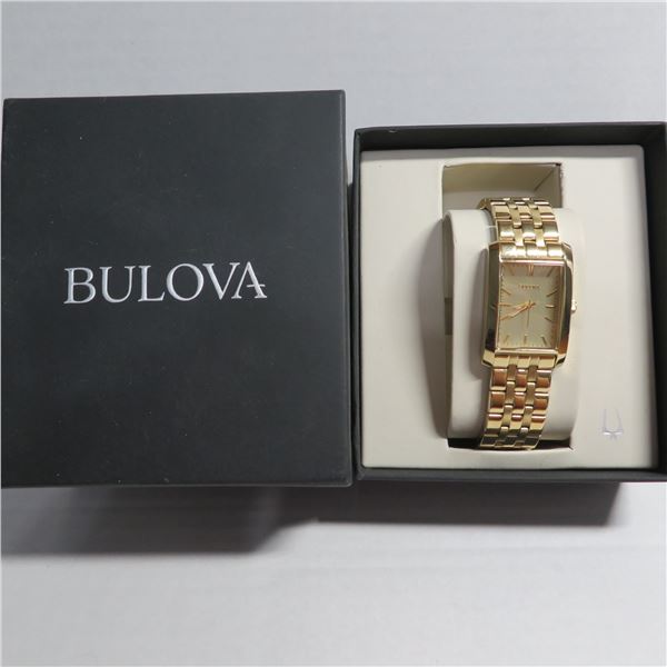 Men's BULOVA watch in original box with product information pamphlets - no COA