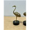 Image 2 : 2 Brass Flamingos on Stone Bases - tallest 8.25"