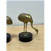 Image 3 : 2 Brass Flamingos on Stone Bases - tallest 8.25"