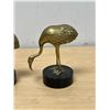 Image 4 : 2 Brass Flamingos on Stone Bases - tallest 8.25"