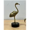 Image 5 : 2 Brass Flamingos on Stone Bases - tallest 8.25"