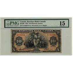 Barclays Bank of Canada, 1935 $10 #E136284, CH-30-12-08 , PMG F15