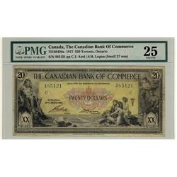 The Canadian Bank of Commerce, 1917 $20 #485121, CH-75-16-04-20a, PMG VF25. Scarce.