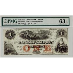 The Bank of Clifton 1859 $1 #8734 CH-125-10-04-02, PMG CH UNC63 EPQ.