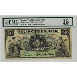 The Dominion Bank of Canada 1905 $5 #663374, CH-220-16-10.  A nice PMG F15 issue.