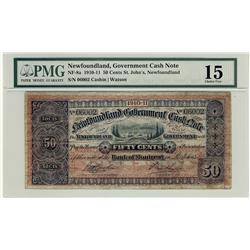 1910-11 50¢ NF-8a Nfld Gov Note #06002, PMG F15