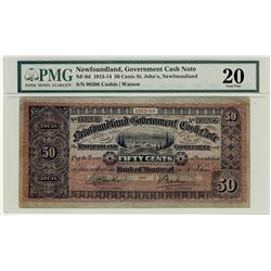 1913-14 50¢ NF-8d Nfld Gov Note #00206, PMG VF20