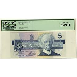 SOLID, 1986 $5 BC-56a-i EOM2222222 PCGS UNC65PPQ