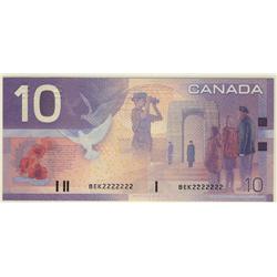 SOLID, 2001 $10 BC-63b-i #BEK2222222, PCGS Superb Gem UNC67 PPQ.