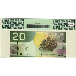 SOLID 2004 $20 BC-64a #AYU1111111, PCGS Superb Gem UNC67 PPQ.