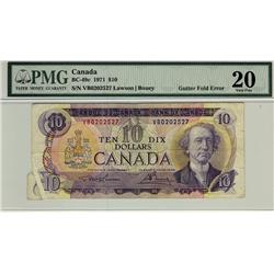 ERROR NOTE, 1971 $10 BC-49c #VB0202527 PCGS VF20. Gutter fold error.