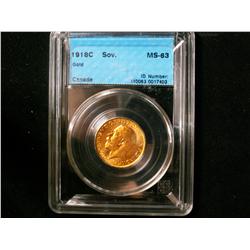 1918c Gold Sov CCCS MS63. Nice example.