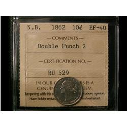 1862 NB 10¢ ICCS EF40 Double Punch 2