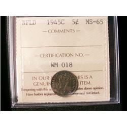 1945c Nfld 5¢ ICCS MS65.