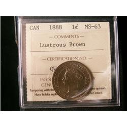 1888 1¢ ICCS MS63 Lustrous Brown