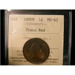 1890H 1c ICCS MS62 Trace Red.