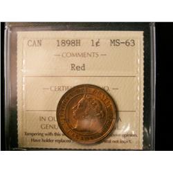 1898H 1¢ ICCS MS63RD. 70% red.