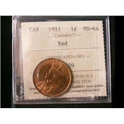 1911 1¢ ICCS MS64RD