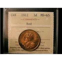1912 1¢ ICCS MS65RD. 85% red with light rim tone.