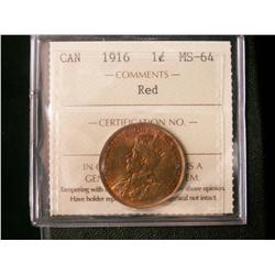 1916 1¢ ICCS MS64RD.
