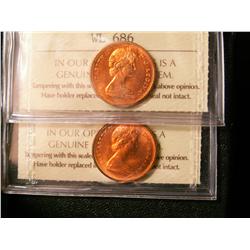 1965 1¢ SmBds Blt 5 & LgBds Blt 5 ICCS MS66.  Lot of 2 coins both Top 8 graded by ICCS.
