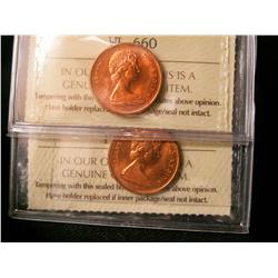 1968 & 1970 1¢ ICCS MS66.  Lot of 2 coins both full red.