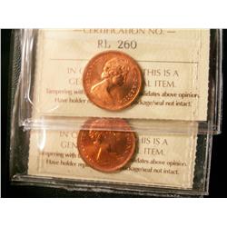 1977 Dbl 9 & 1978 1¢ ICCS MS66.  Lot of 2 coins both full red.
