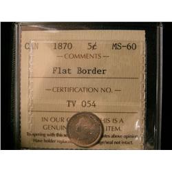 1870 5¢ FB ICCS MS60.  Light golden shades.