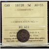 Image 1 : 1872H 5¢ ICCS AU55. A nice example.