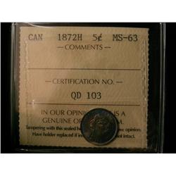 1872H 5¢ ICCS MS63.  Intense autumn shades. A lovely example.