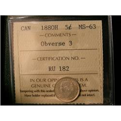 1880H 5¢ Obv 3 ICCS MS63.