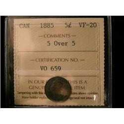 1885 5¢ 5/5 ICCS VF20.  Popular variety.  Intense shades.