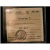 1891 5¢ Obv 5 ICCS MS60.  Lustrous white example.