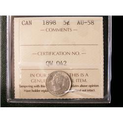 1898 5¢ ICCS AU58. Lustrous.