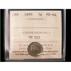1899 5¢ ICCS MS64.  Lovely russet tone with full lustre.