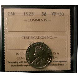 1925 5¢ ICCS VF30