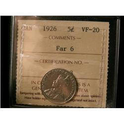 1926 5¢ Far ICCS VF20.